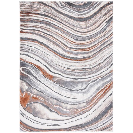 Safavieh 5 ft. 5 in. x 7 ft. 6 in. Cyrus Shag Power Loomed Rectangle Rug Grey & Rust CYR134F-5